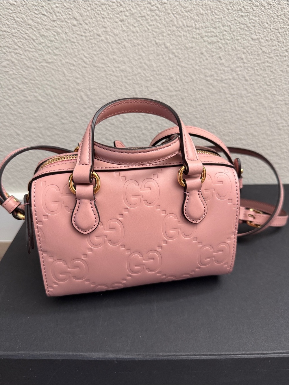 Gucci Super Mini GG Leather Top Handle Bag